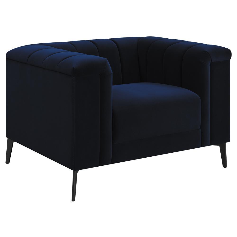 Chalet 3-piece Tuxedo Arm Living Room Set Blue. Picture 3