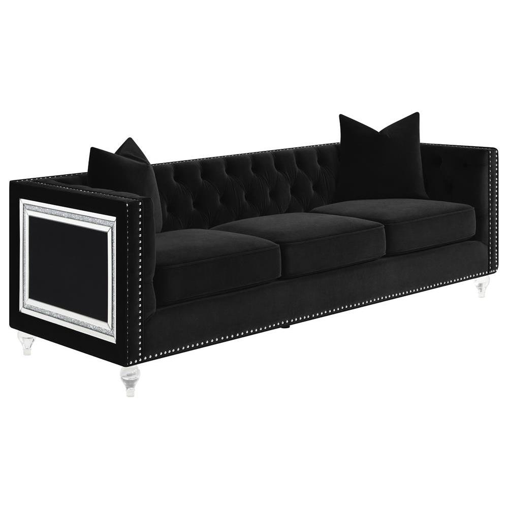 Delilah Upholstered Living Room Set Black. Picture 1
