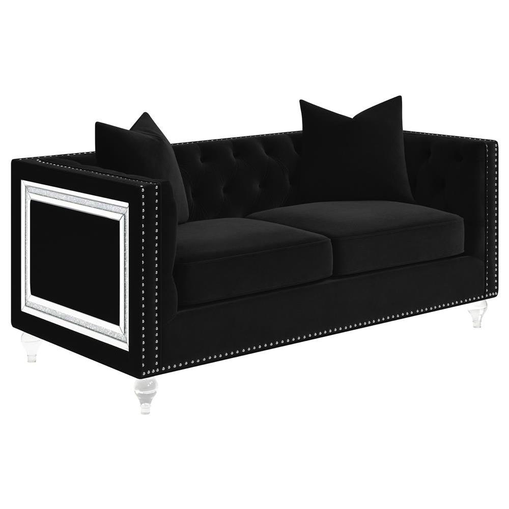 Delilah Upholstered Living Room Set Black. Picture 2