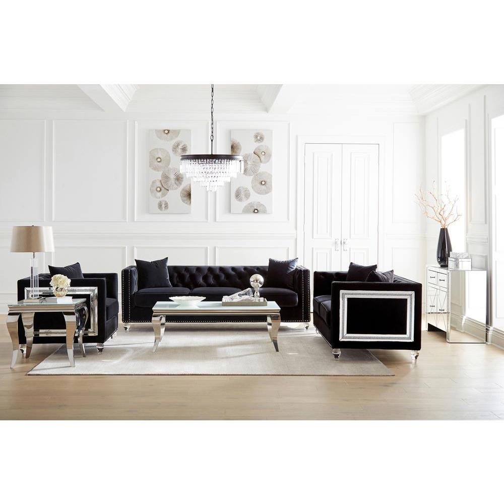 Delilah Upholstered Living Room Set Black. Picture 3