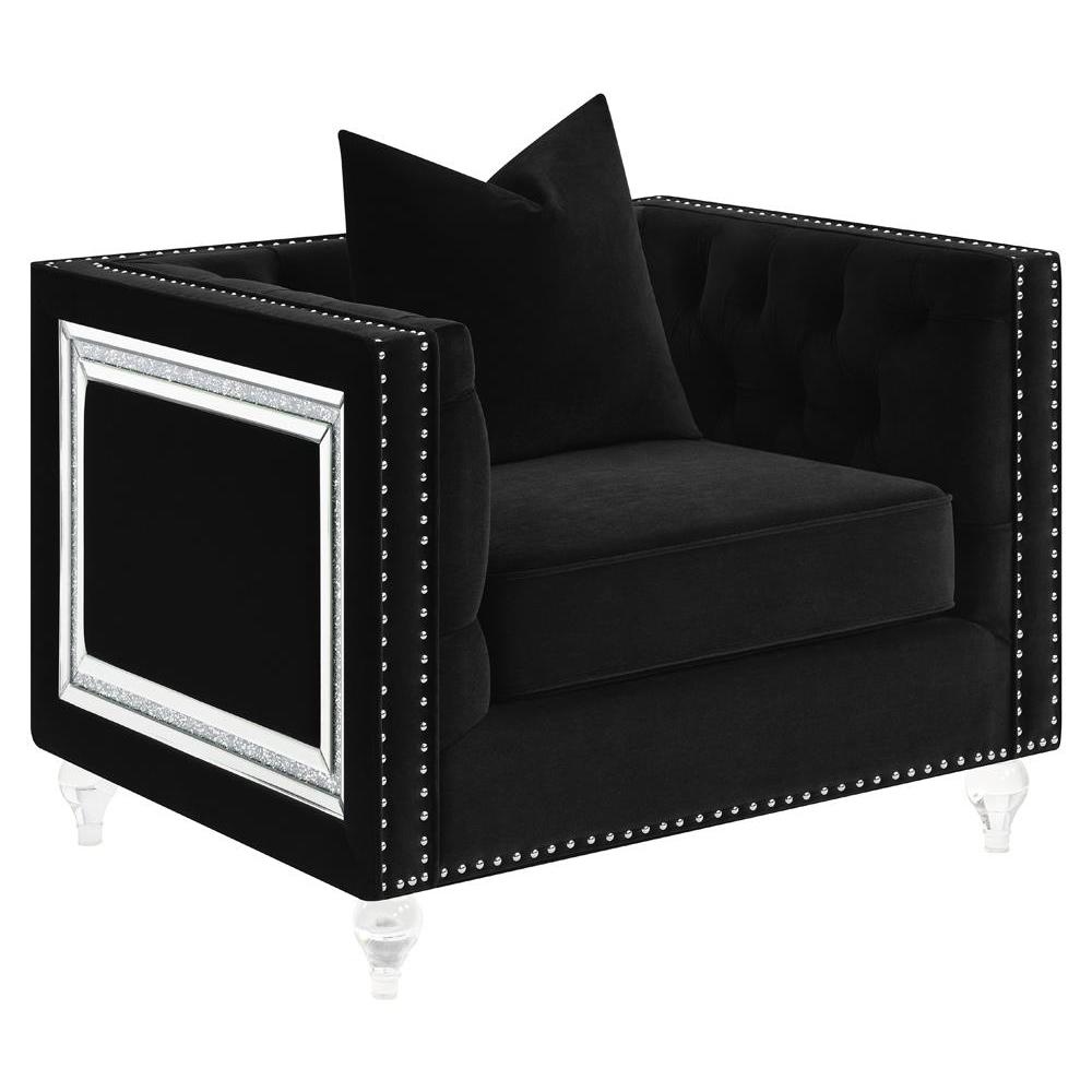 Delilah Upholstered Living Room Set Black. Picture 3