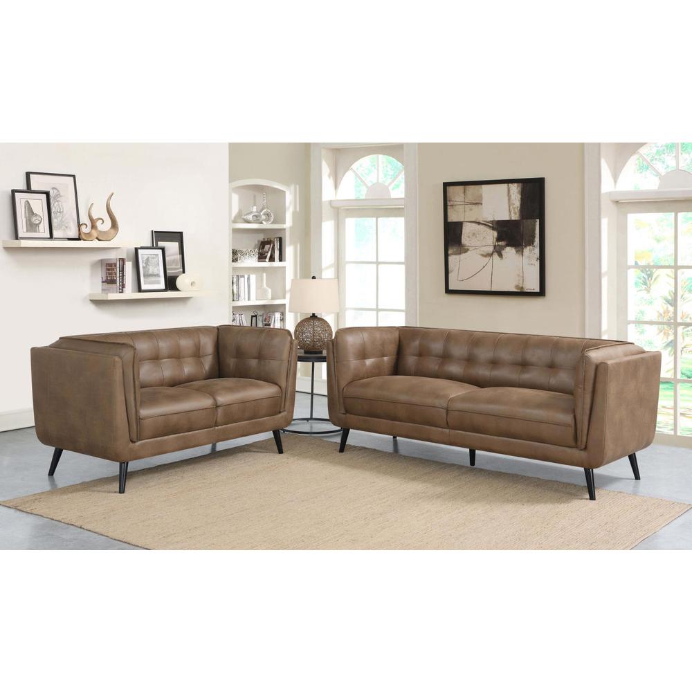 Thatcher 2-piece Upholstered Button Tufted Living Room Set Brown. Picture 12