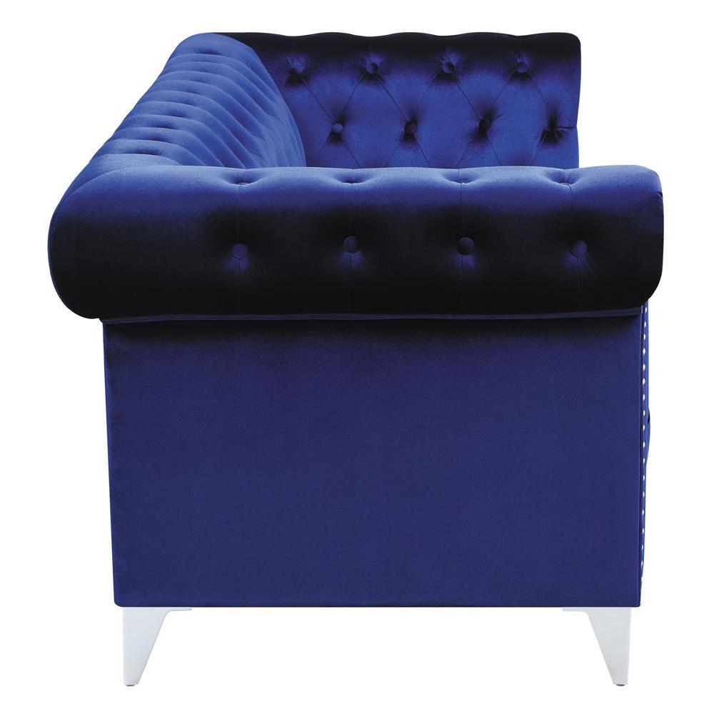 Bleker Tufted Tuxedo Arm Sofa Blue. Picture 5