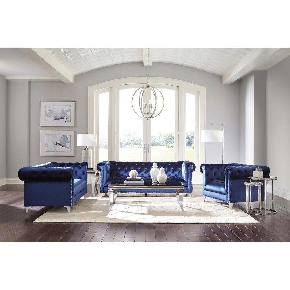 Bleker 3-piece Tuxedo Arm Living Room Set Blue. Picture 4