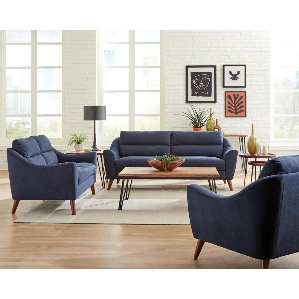 Gano 2-piece Sloped Arm Living Room Set Navy Blue. Picture 1