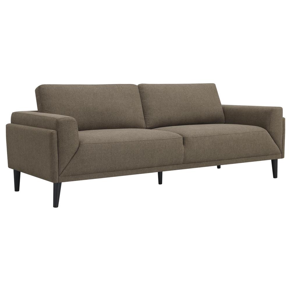 Rilynn Upholstered Track Arms Sofa Brown. Picture 1