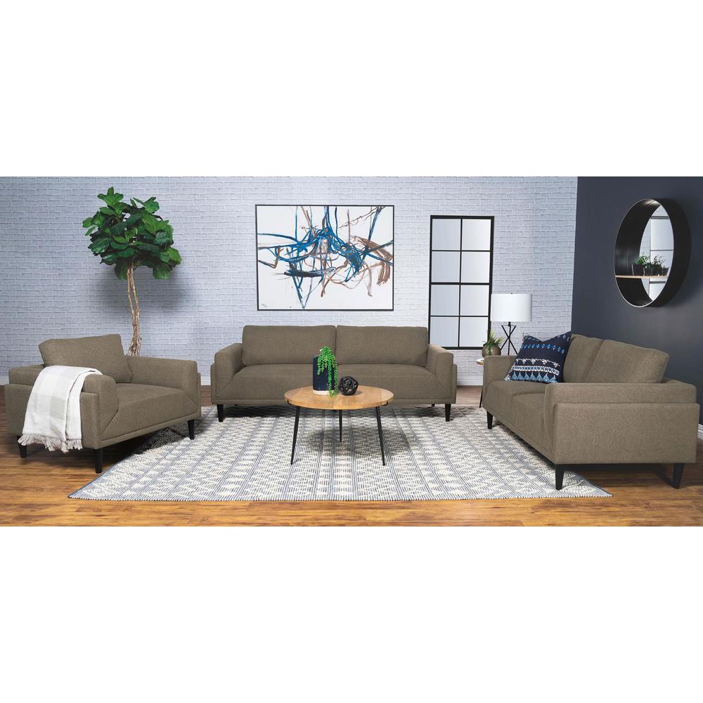 Rilynn 3-piece Upholstered Track Arms Sofa Set Brown. Picture 14