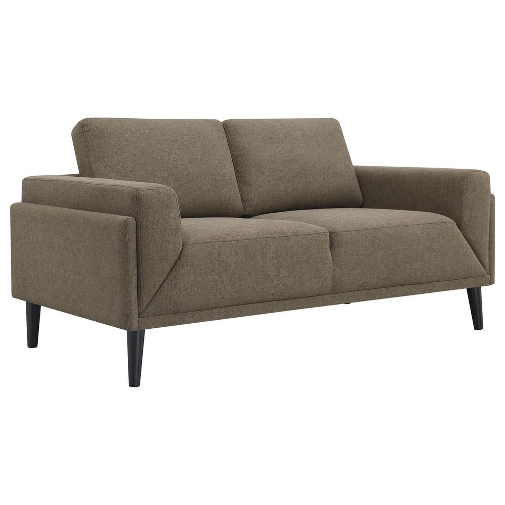 Rilynn Upholstered Track Arms Loveseat Brown. Picture 1