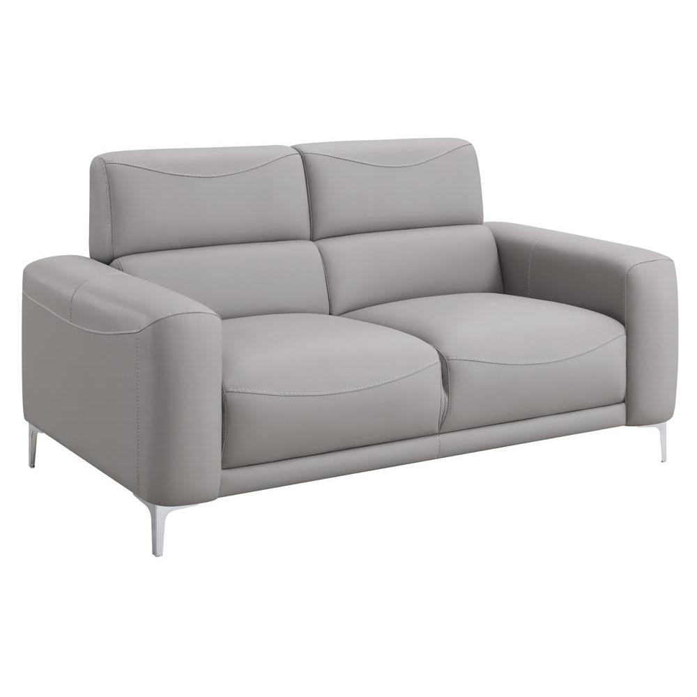 Glenmark Track Arm Upholstered Loveseat Taupe. Picture 1