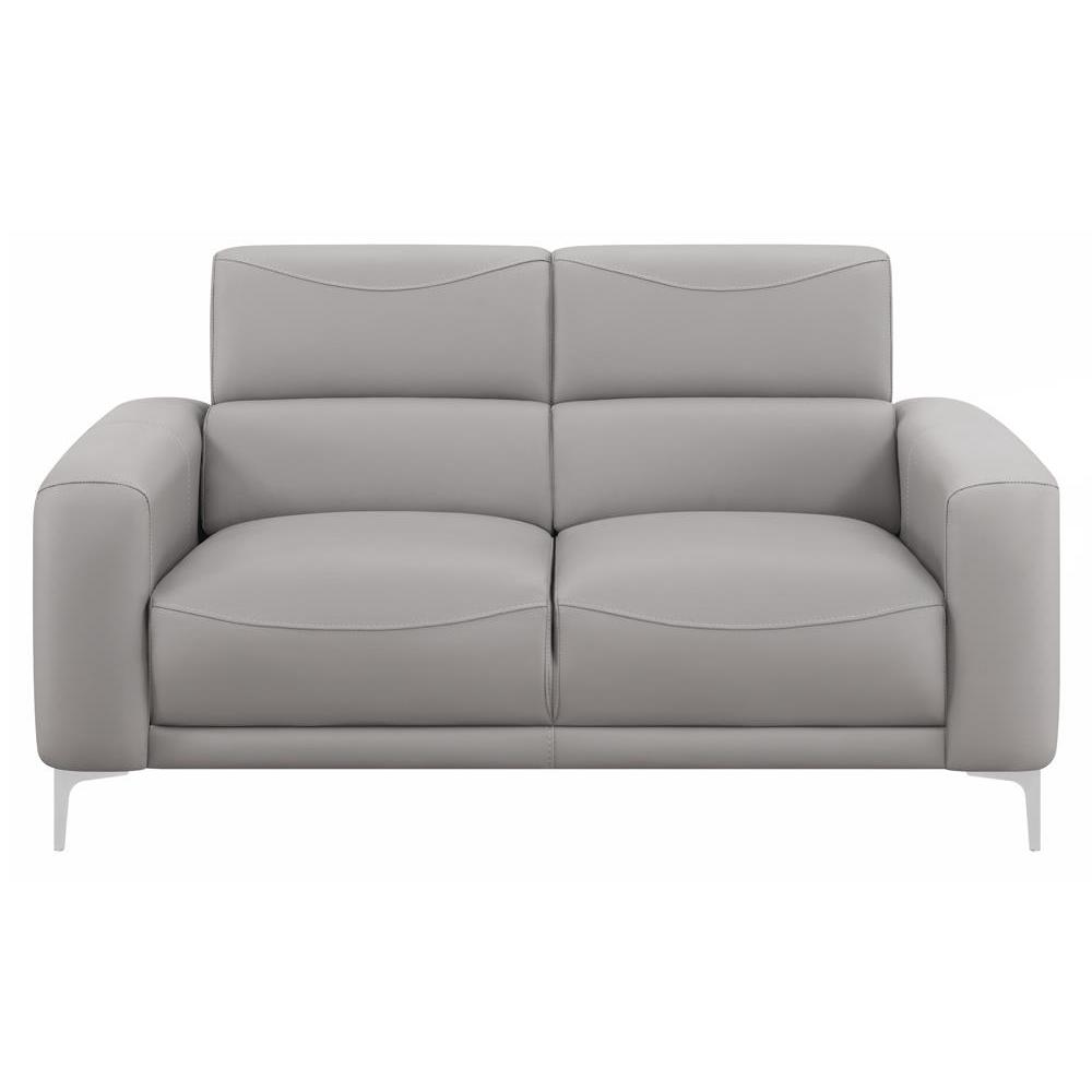Glenmark Track Arm Upholstered Loveseat Taupe. Picture 2