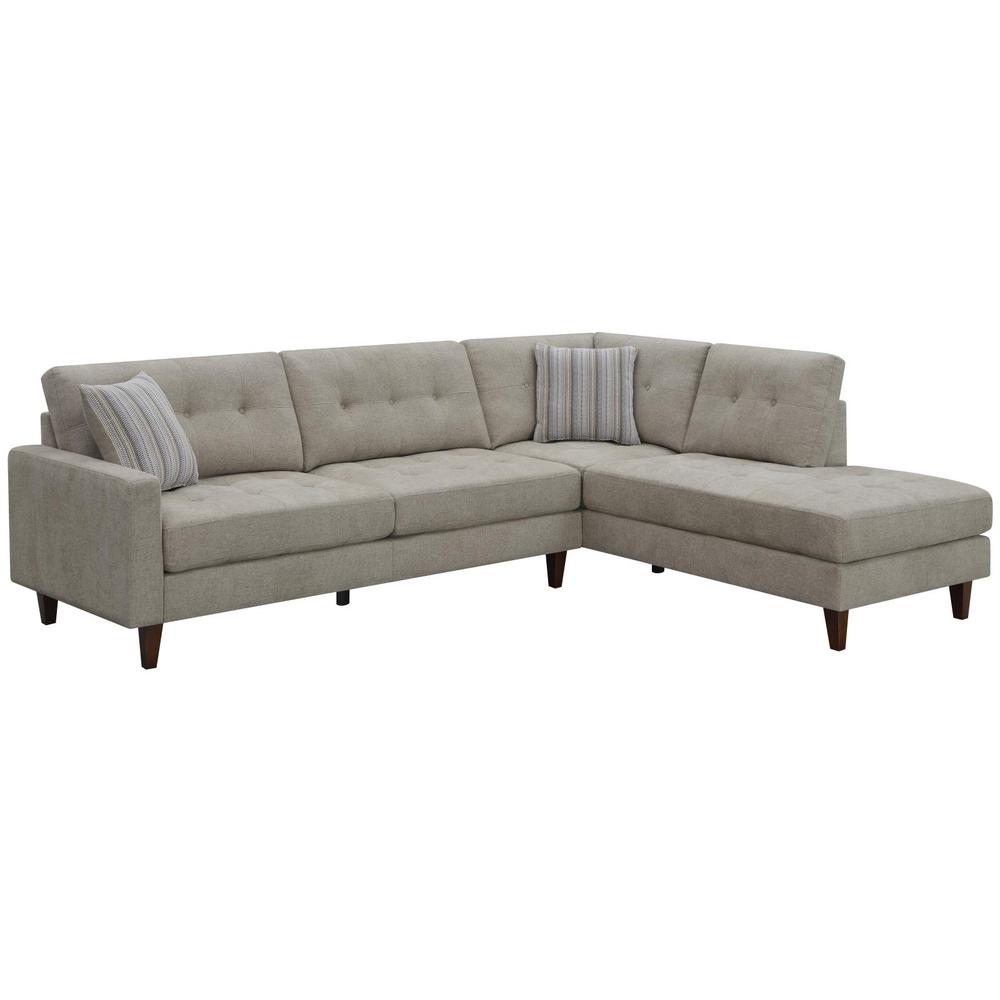 Barton Upholstered Tufted Sectional Toast And Brown. Picture 2