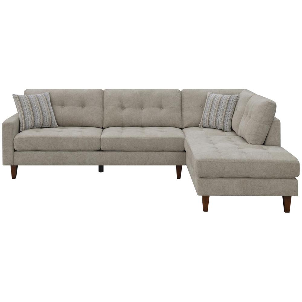 Barton Upholstered Tufted Sectional Toast And Brown. Picture 3