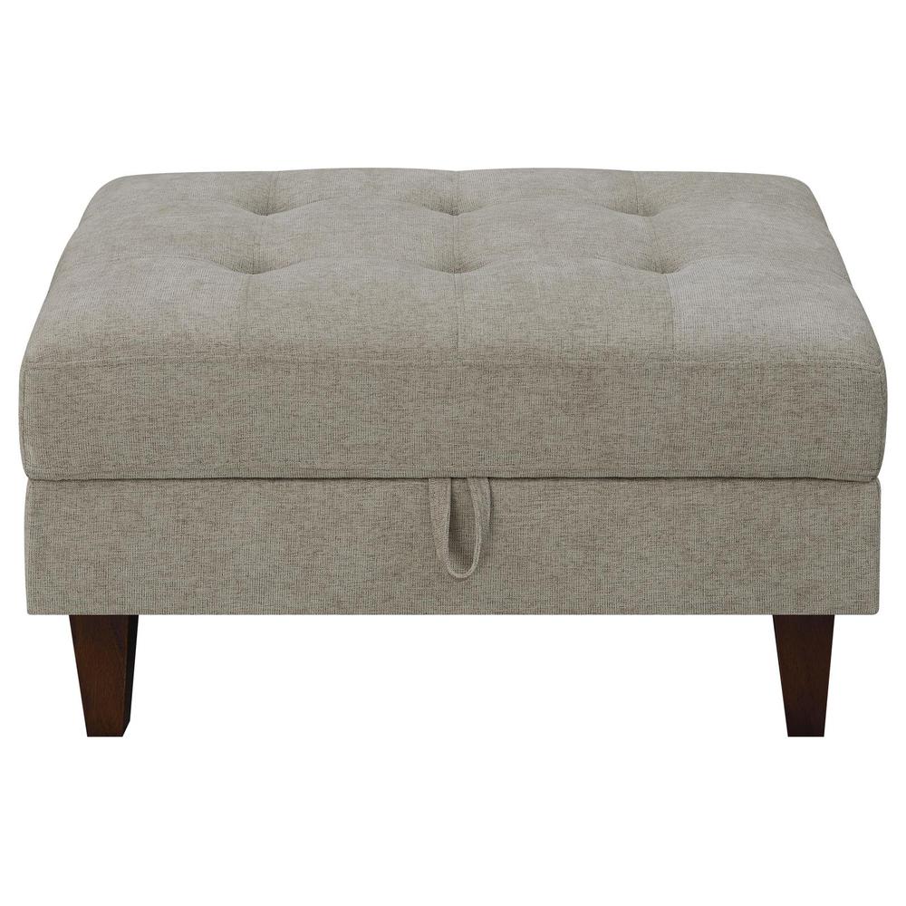 Barton Upholstered Tufted Ottoman Toast and Brown. Picture 4