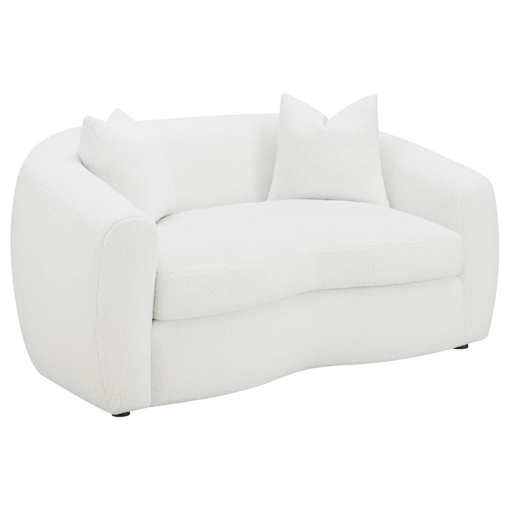 Isabella Upholstered Tight Back Loveseat White. Picture 2