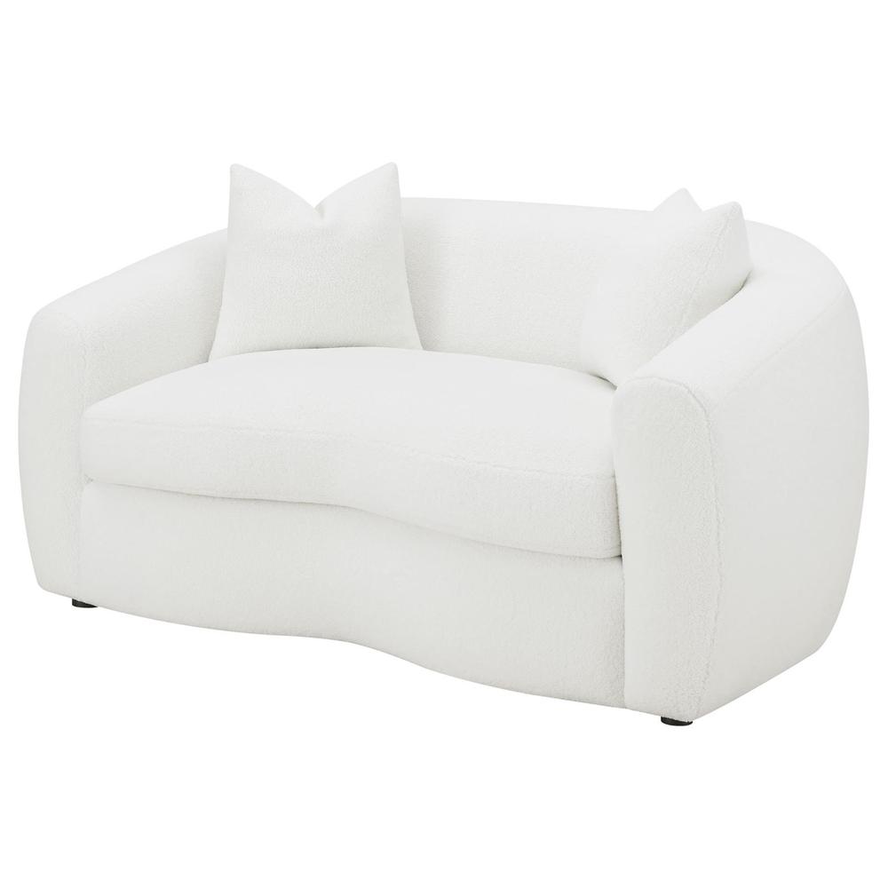 Isabella Upholstered Tight Back Loveseat White. Picture 4