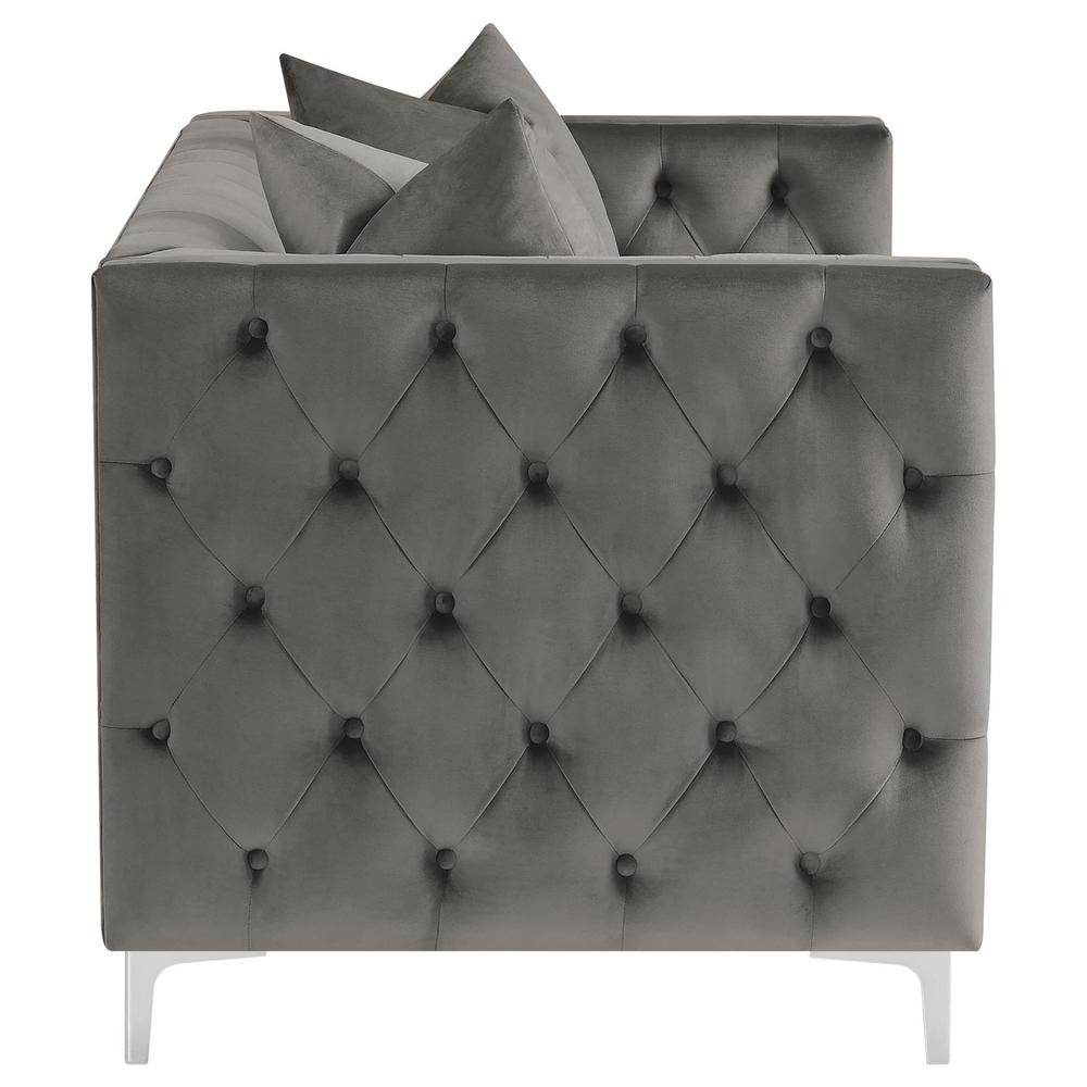 Phoebe 2-piece Tufted Tuxedo Arms Living Room Set Urban Bronze. Picture 8
