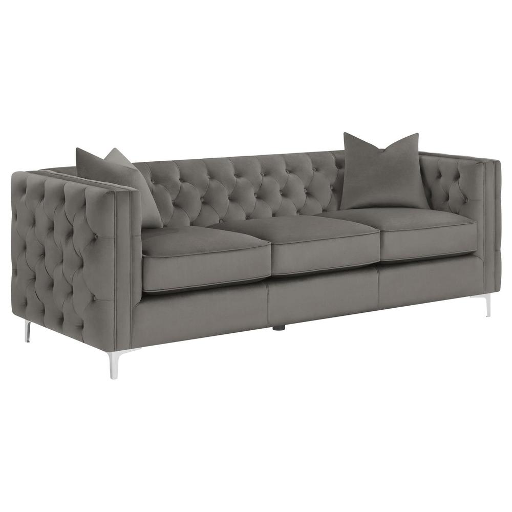 Phoebe 3-piece Tufted Tuxedo Arms Living Room Set Urban Bronze. Picture 1