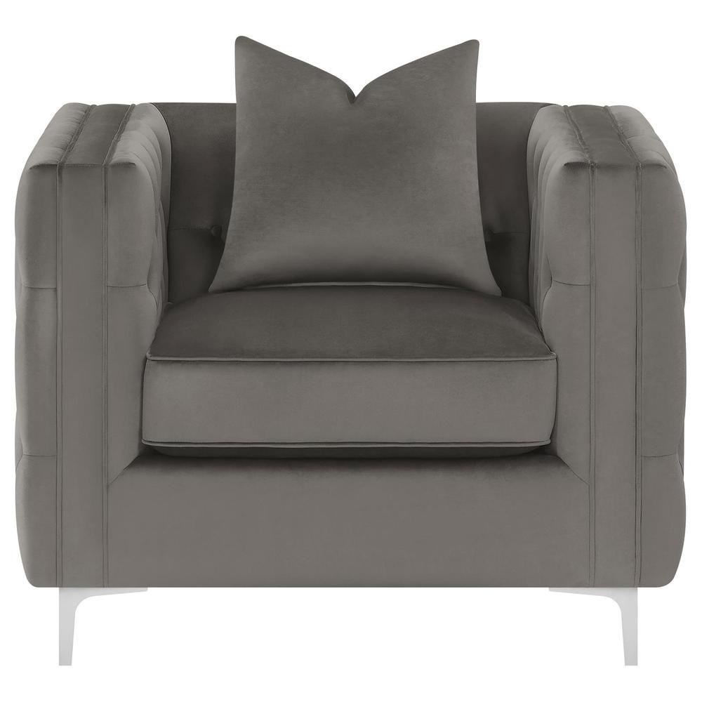 Phoebe 3-piece Tufted Tuxedo Arms Living Room Set Urban Bronze. Picture 8