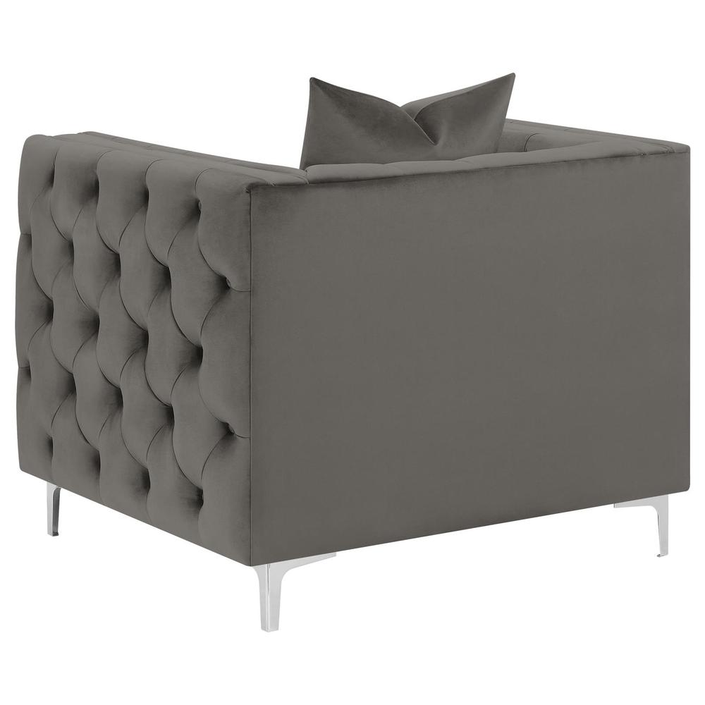 Phoebe 3-piece Tufted Tuxedo Arms Living Room Set Urban Bronze. Picture 9
