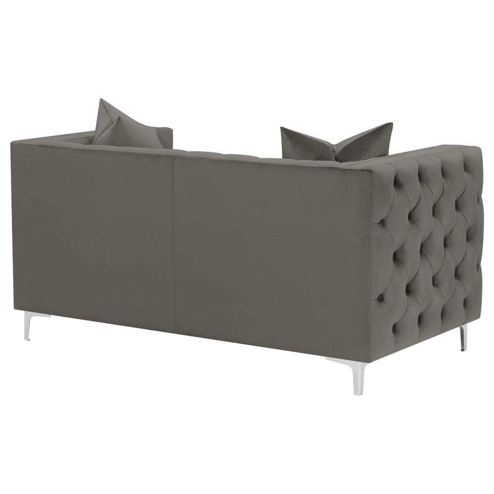 Phoebe Tufted Tuxedo Arms Loveseat Urban Bronze. Picture 7