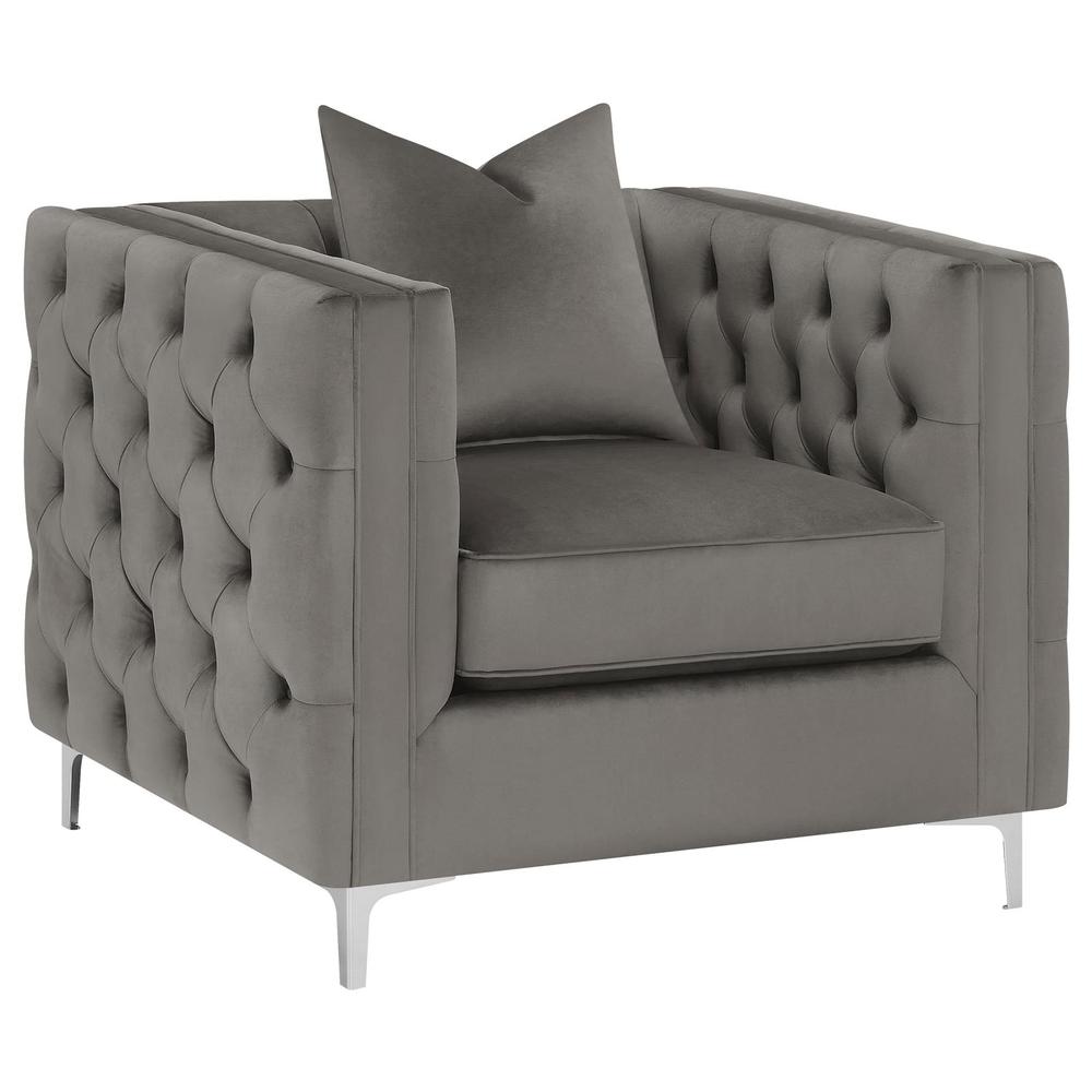 Phoebe Tufted Tuxedo Arms Chair Urban Bronze. Picture 2