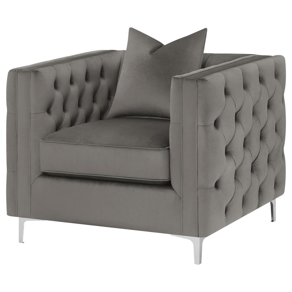 Phoebe Tufted Tuxedo Arms Chair Urban Bronze. Picture 4