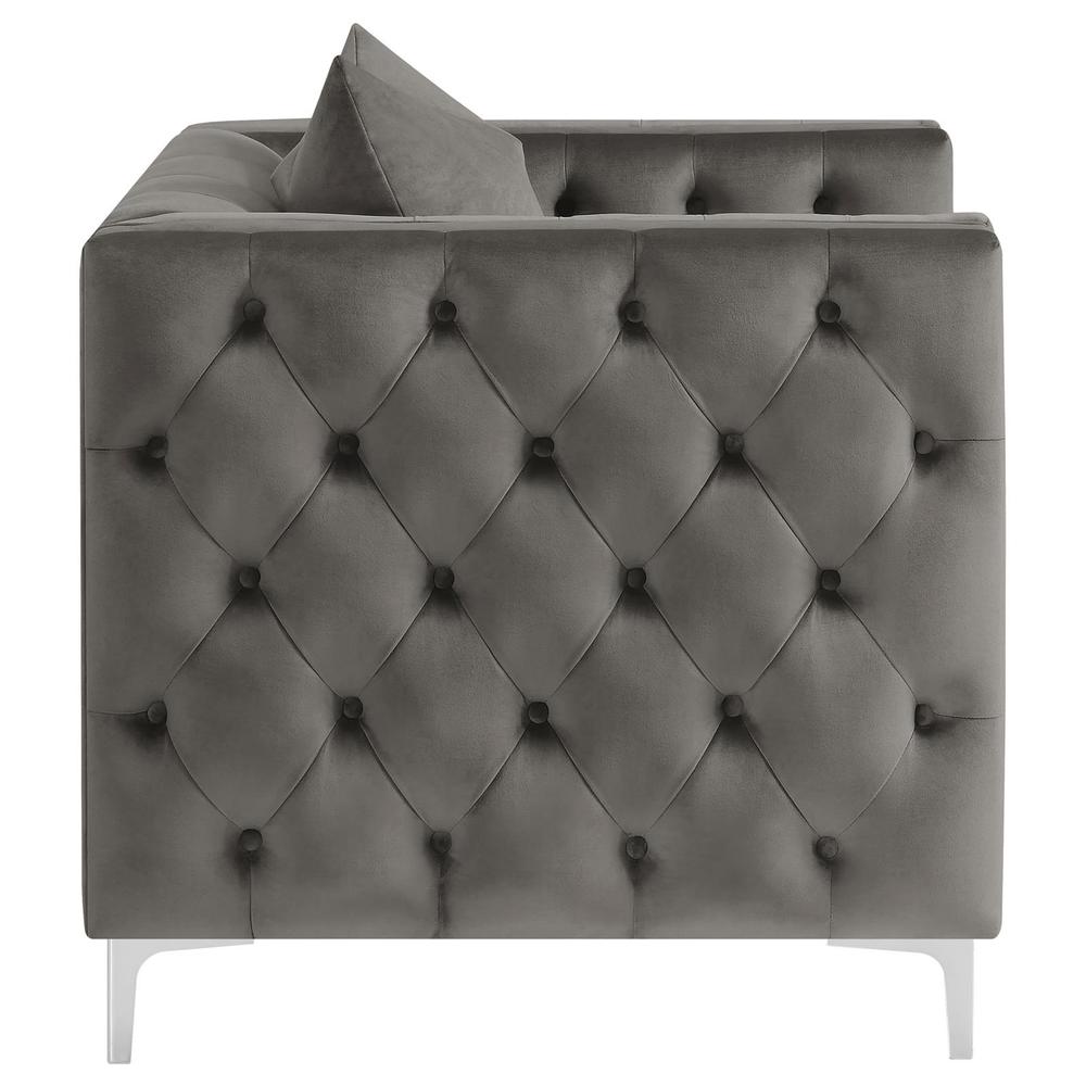 Phoebe Tufted Tuxedo Arms Chair Urban Bronze. Picture 8