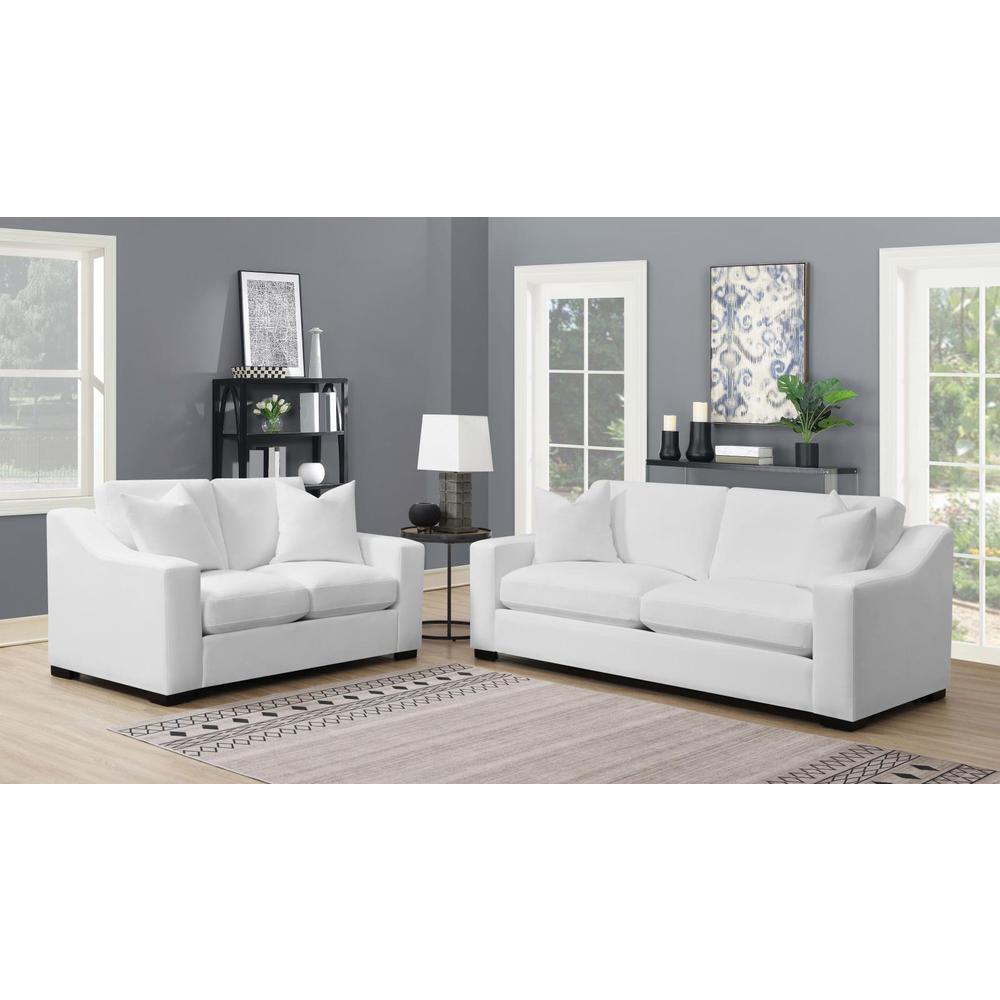 Ashlyn 2-piece Upholstered Sloped Arms Living Room Set White. Picture 12