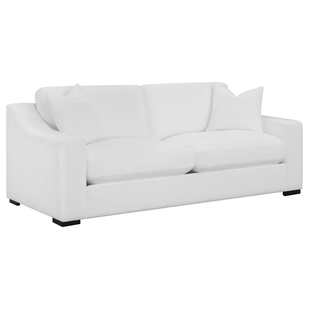 Ashlyn 2-piece Upholstered Sloped Arms Living Room Set White. Picture 1