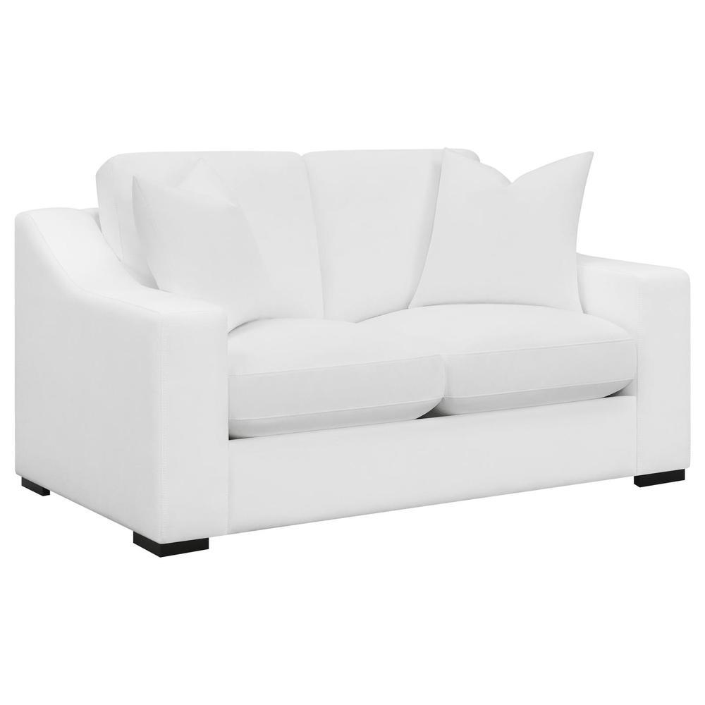 Ashlyn 3-piece Upholstered Sloped Arms Living Room Set White. Picture 4