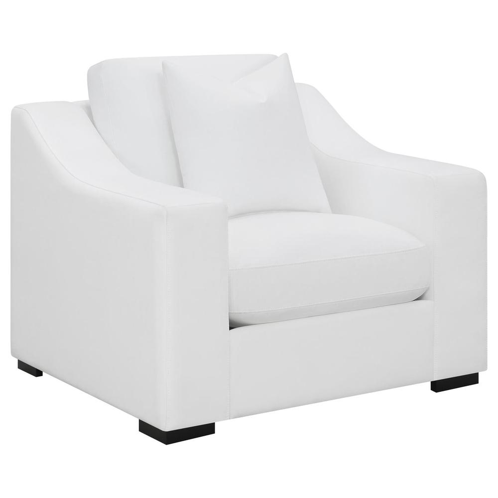 Ashlyn 3-piece Upholstered Sloped Arms Living Room Set White. Picture 7