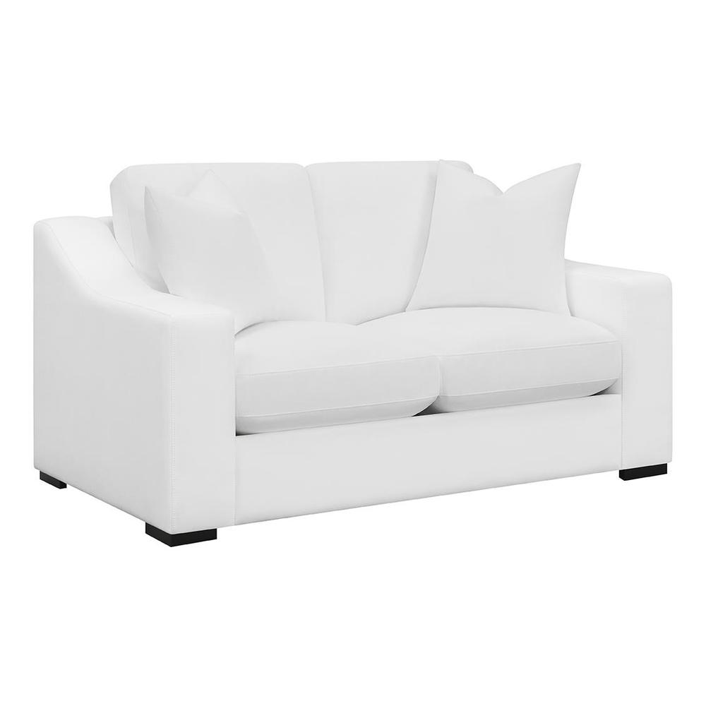 Ashlyn Upholstered Sloped Arms Loveseat White. Picture 1