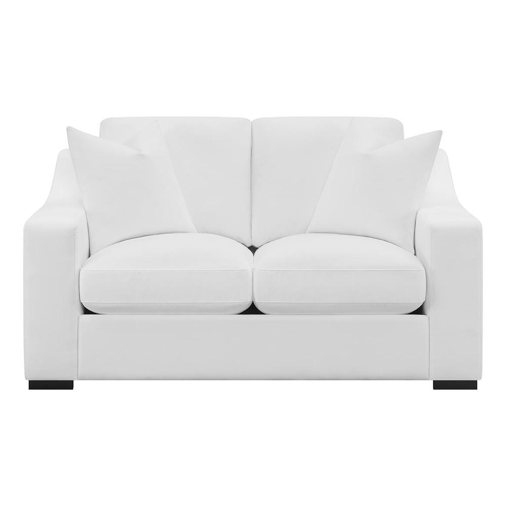 Ashlyn Upholstered Sloped Arms Loveseat White. Picture 2