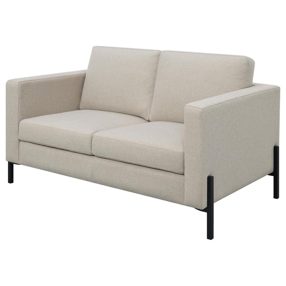 Tilly Upholstered Track Arms Loveseat Oatmeal. Picture 3