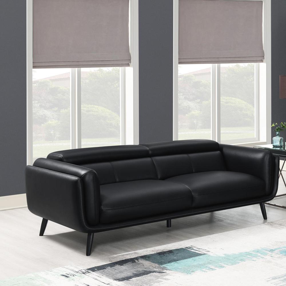 Shania Track Arms Sofa with Tapered Legs Black. Picture 1