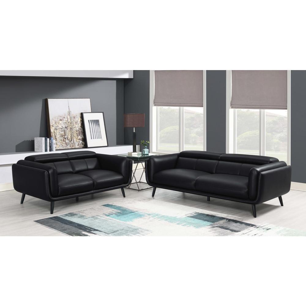 Shania 2-piece Track Arms Living Room Set Black. Picture 15