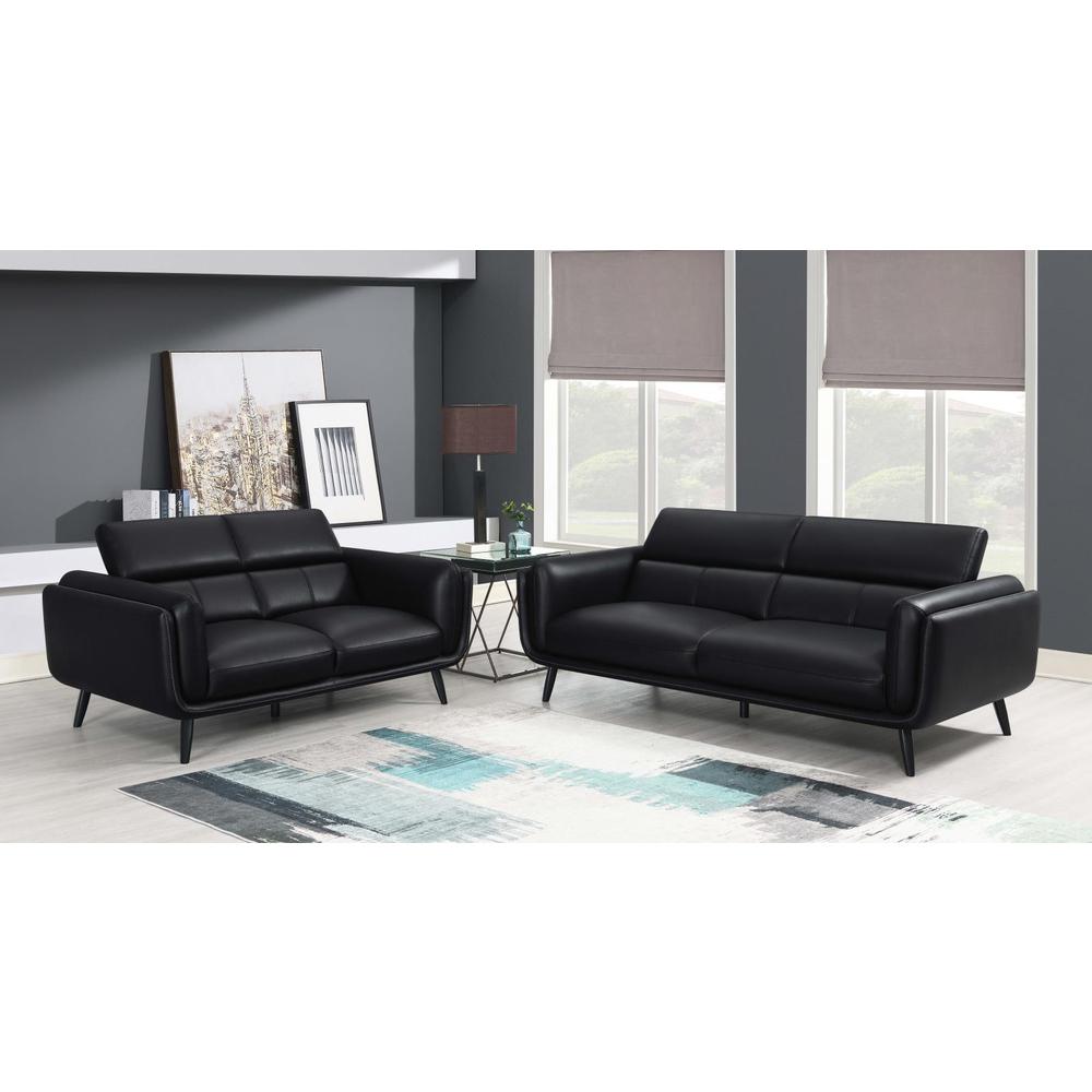 Shania 2-piece Track Arms Living Room Set Black. Picture 14