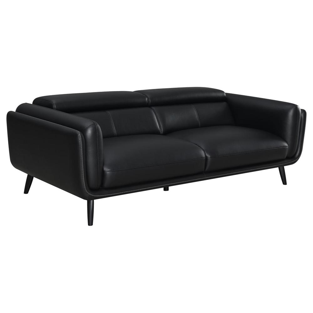 Shania 2-piece Track Arms Living Room Set Black. Picture 1