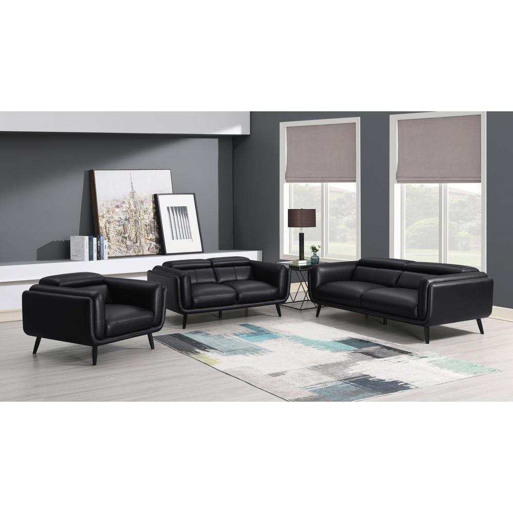 Shania 3-piece Track Arms Living Room Set Black. Picture 15