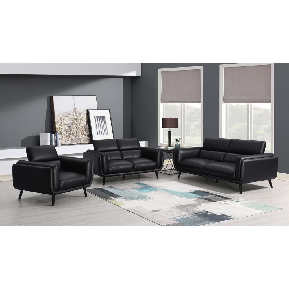 Shania 3-piece Track Arms Living Room Set Black. Picture 14