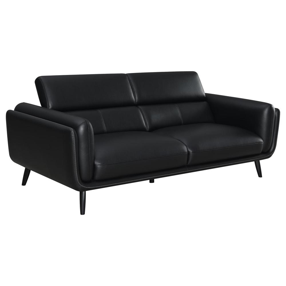Shania 3-piece Track Arms Living Room Set Black. Picture 2