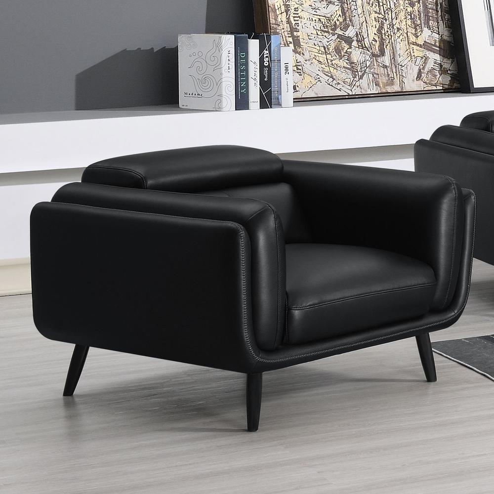 Shania Track Arms Chair with Tapered Legs Black. Picture 1