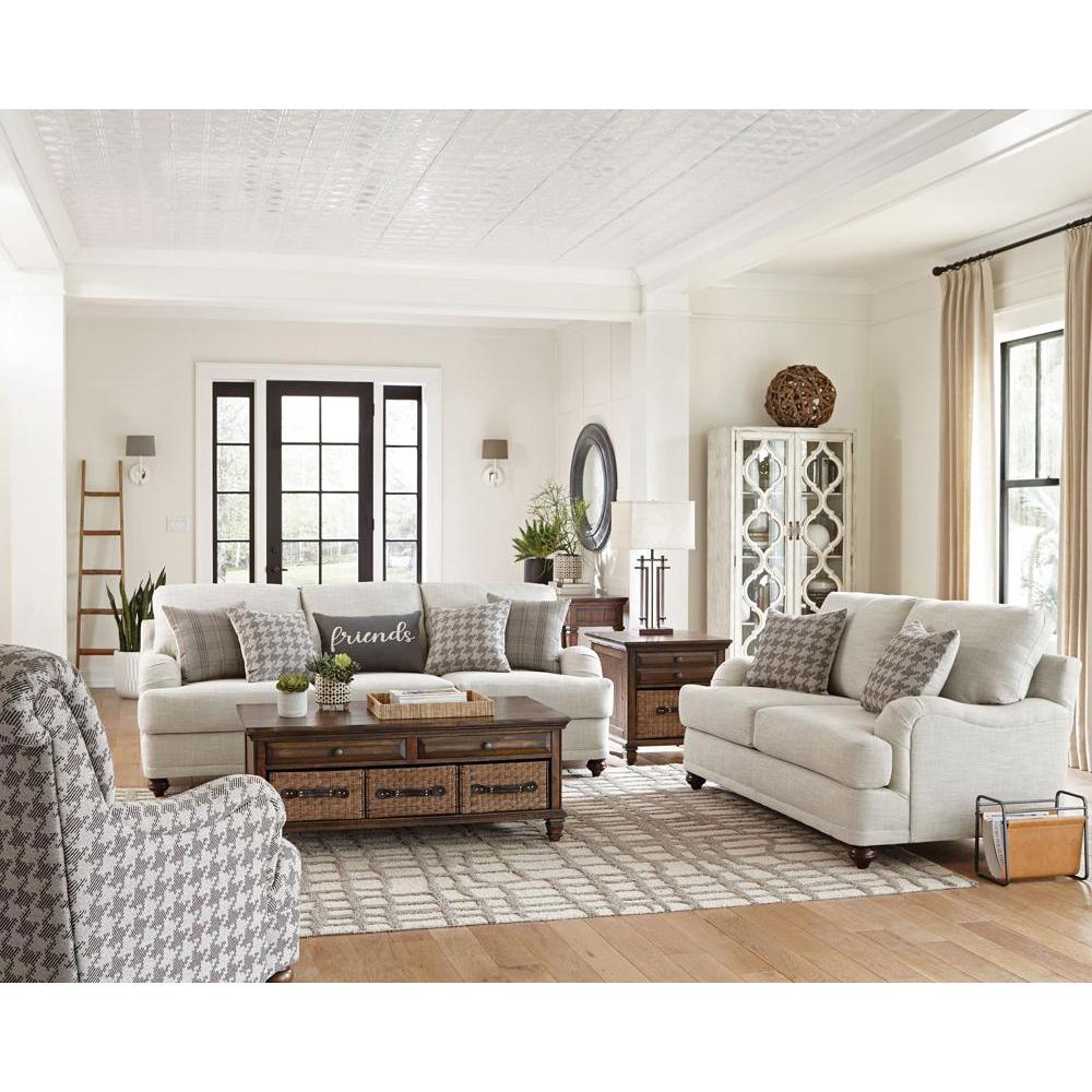 Glenn 2-piece Cushion Back Living Room Set Light Grey. Picture 1