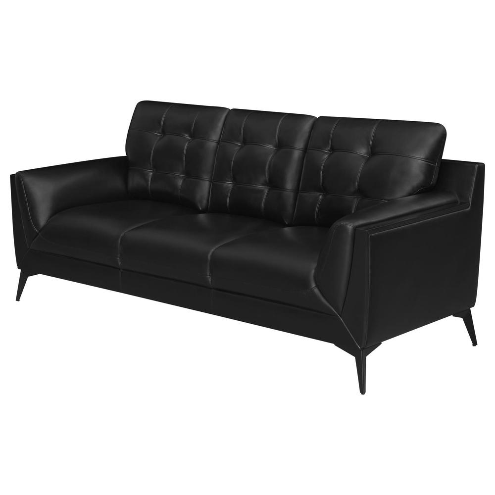 Moira Upholstered Tufted Sofa with Track Arms Black. Picture 4