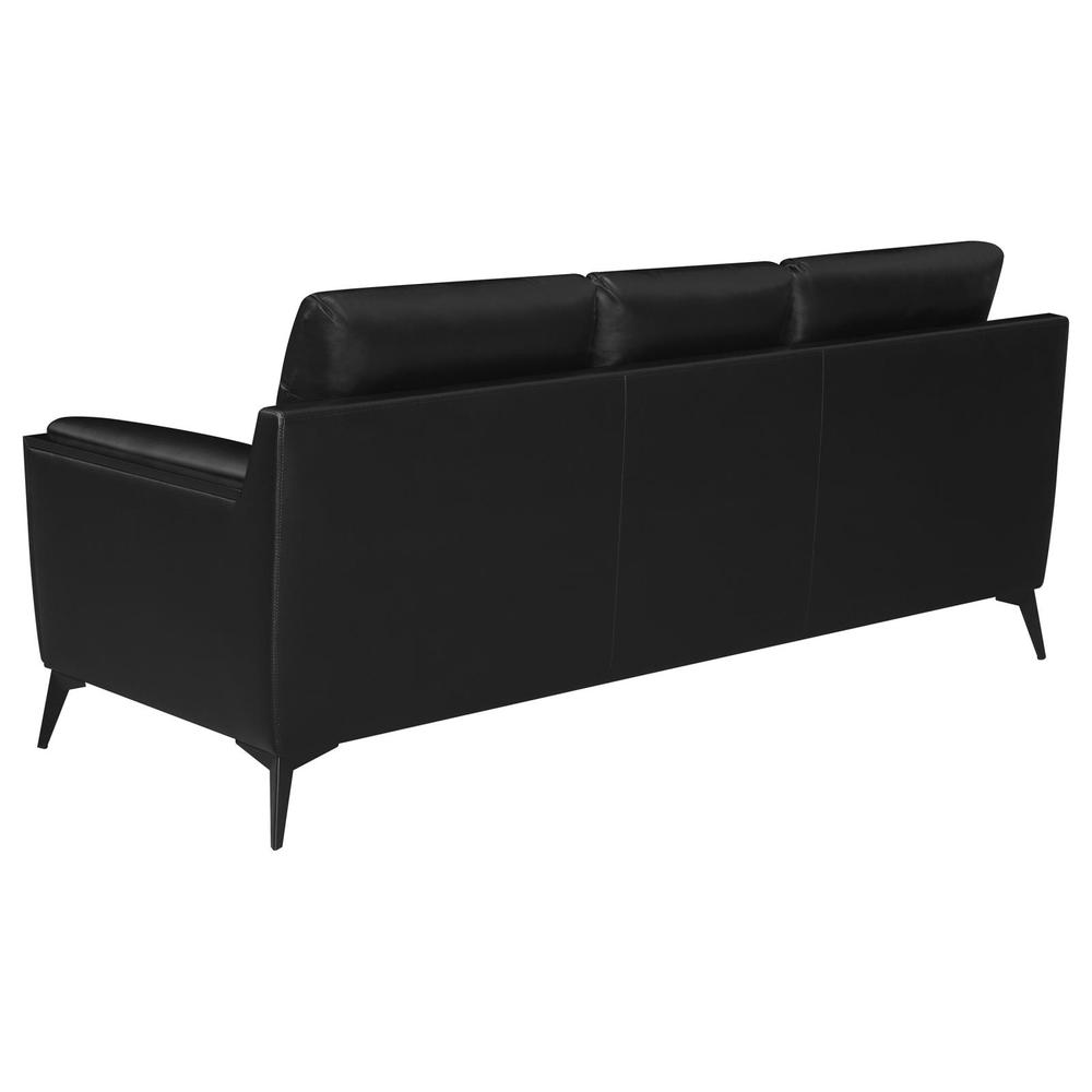 Moira Upholstered Tufted Living Room Set with Track Arms Black. Picture 4