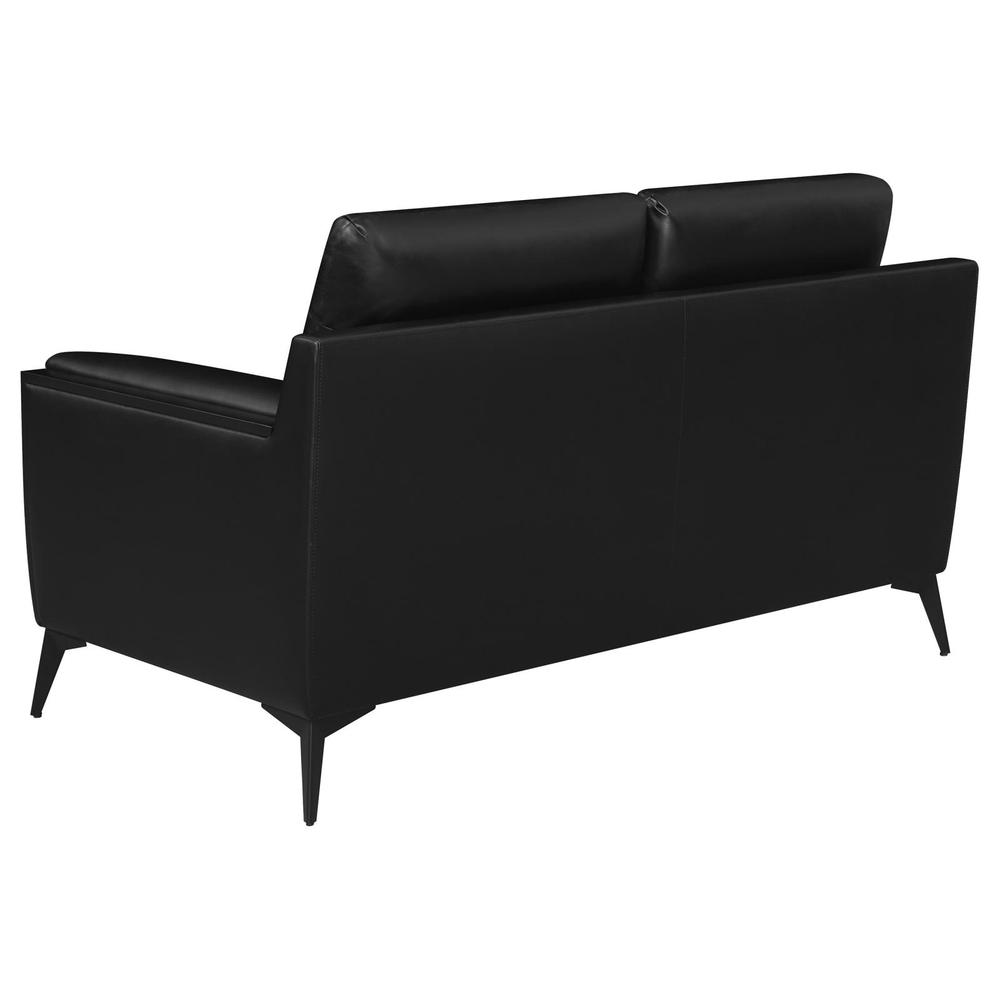 Moira Upholstered Tufted Loveseat with Track Arms Black. Picture 6