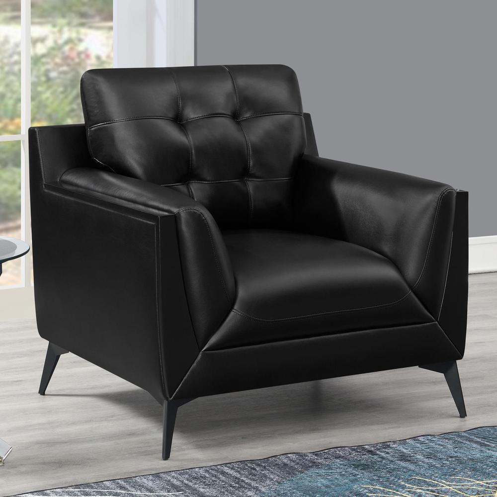 Moira Upholstered Tufted Chair with Track Arms Black. Picture 1