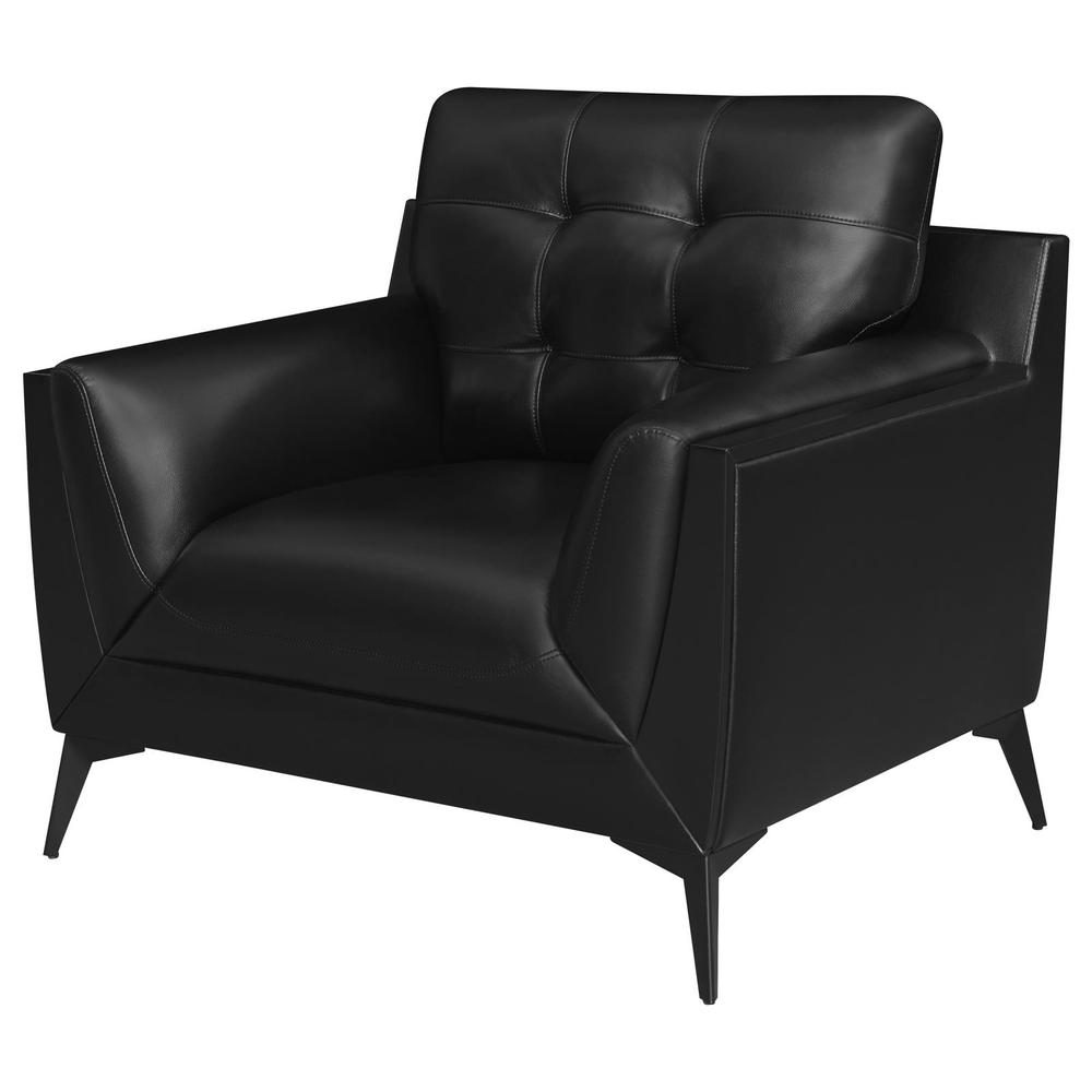 Moira Upholstered Tufted Chair with Track Arms Black. Picture 4