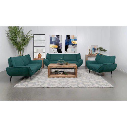 Acton 3-piece Upholstered Flared Arm Sofa Set Teal Blue. Picture 1