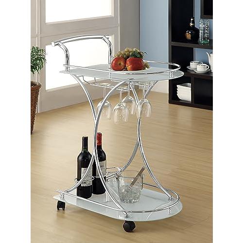 Elfman 2-shelve Serving Cart Chrome and White. Picture 10